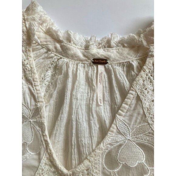 Free People Sivan Embroidered Top Ivory Size XS - Picture 7 of 8